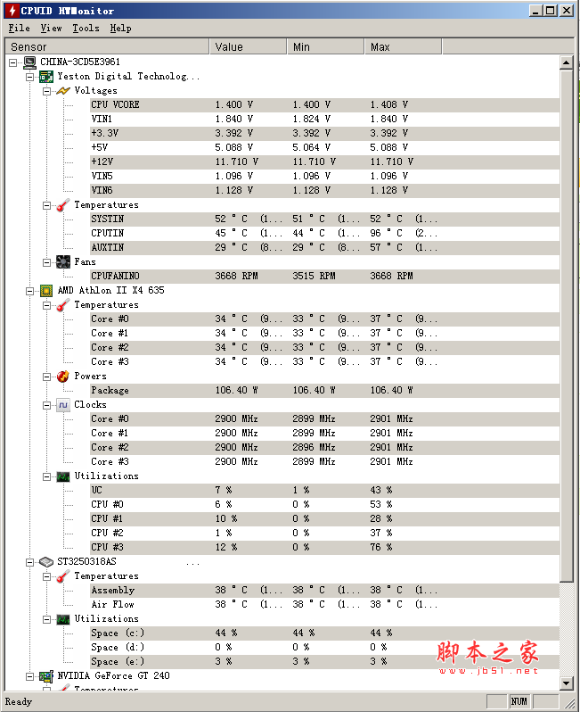 HWMonitor(CPU检测软件) V1.38.0 绿色免费版 32位