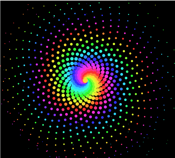 html5 canvas跟随鼠标彩色旋涡圆点光标动画特效源码