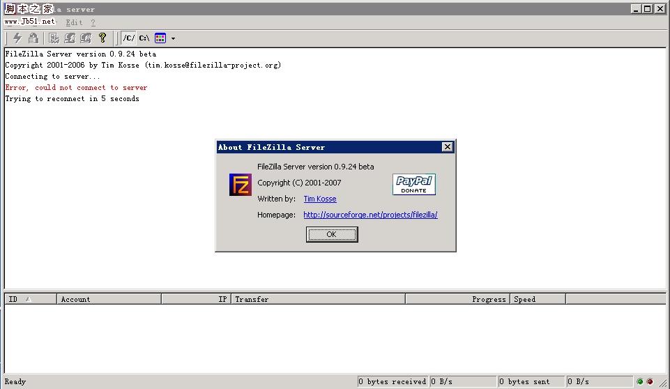 FileZilla Server v0.9.60 英文安装免费版(ftp服务器软件)