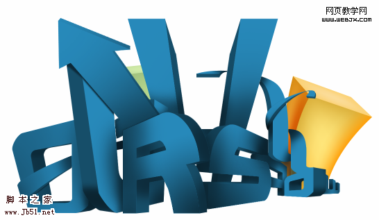 Photoshop 彩色立體文字積木效果