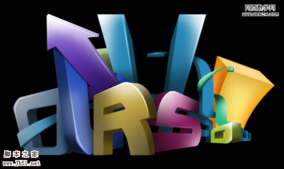 Photoshop 彩色立體文字積木效果