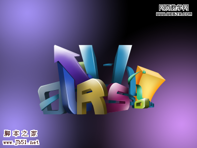 Photoshop 彩色立體文字積木效果