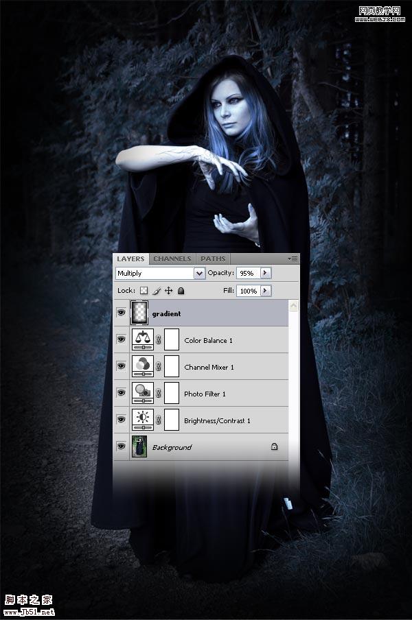 photoshop 詳細制作手拿神秘魔法球的女巫師
