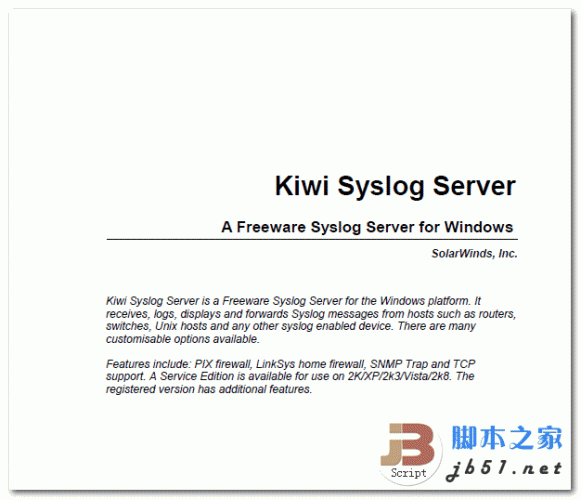 Kiwi Syslog Server A Freeware Syslog Server for Windows pdf格式