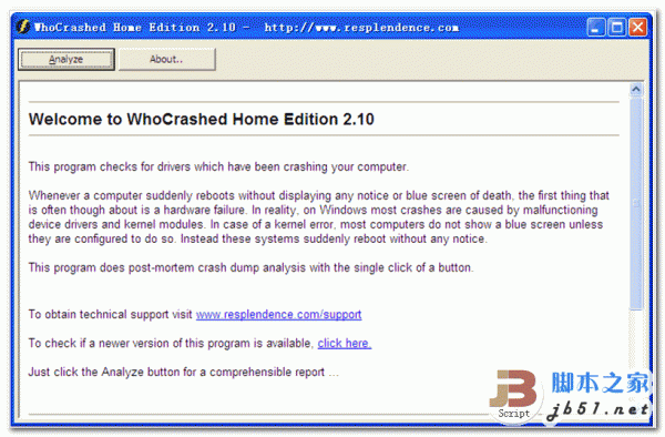 WhoCrashed 驱动诊断 v5.01 英文绿色版 下载--六神源码网