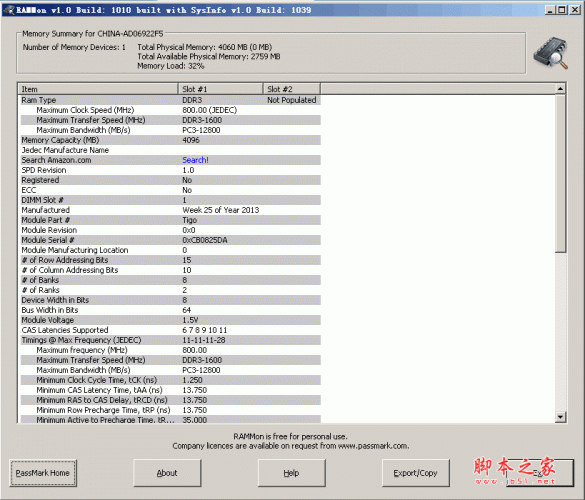 PassMark RAMMon(内存监视器) V3.2 官方安装版