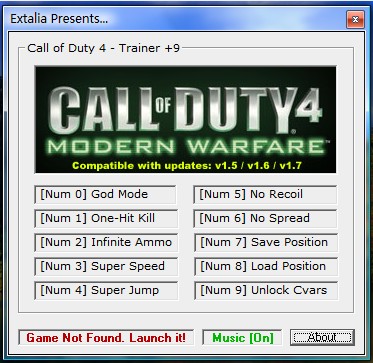 使命召喚4修改器 COD4MW v1.4-1.7 +9 中文有效