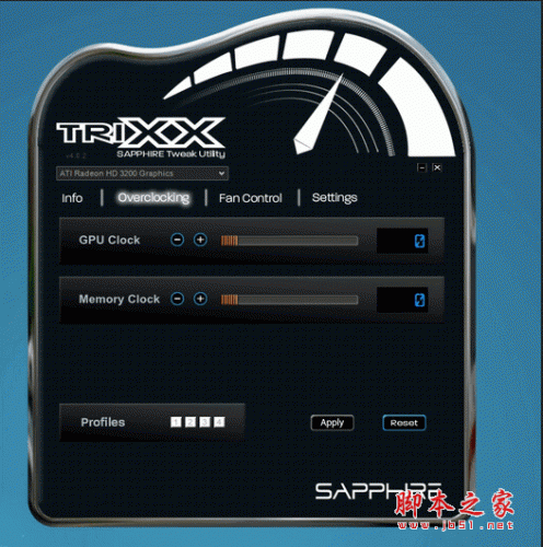 Sapphire蓝宝科技系列显卡TriXX超频软件 v4.8.6版 For WinXP/Vista/Win7/Win8