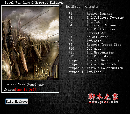 罗马2全面战争十五项修改器(游戏作弊工具) v2.2 免费绿色版