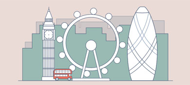 HTML5+SVG实现的伦敦城市公交车、钟楼、摩天轮场景动画效果源码