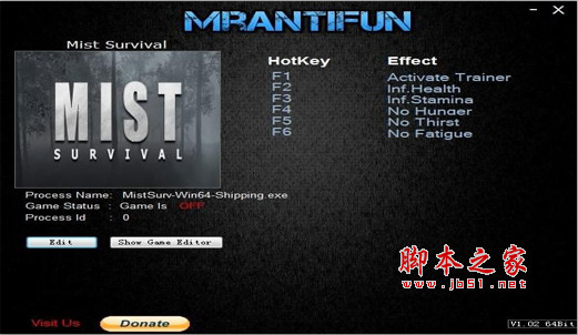 迷雾生存无限生命/无限体力/无疲劳等五项修改器