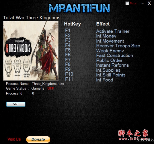 全面战争三国十一项修改器(无限金钱\无限移动力) 免费版