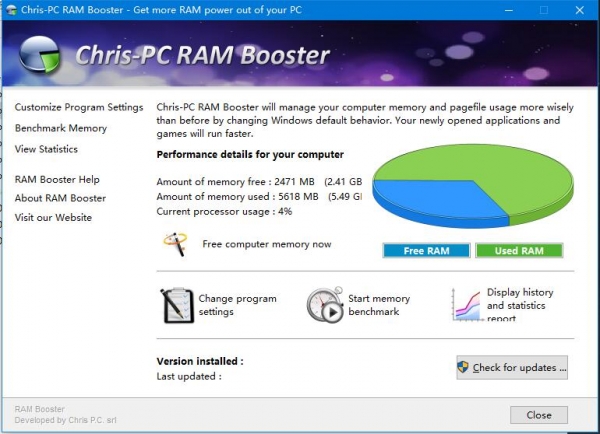 ChrisPC RAM Booster内存清理优化工具 v7.08.22 安装特别版