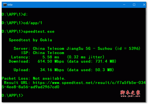 DOS窗口命令测速软件speedtest V3.6.6.0 绿色英文版