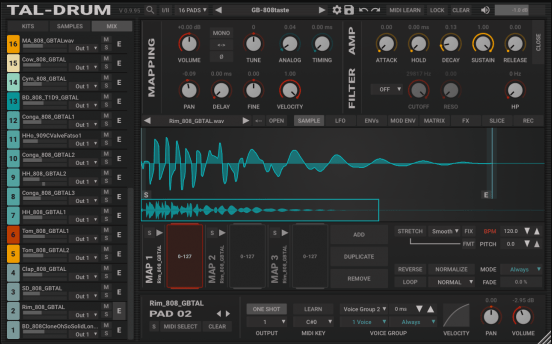 鼓音频采样器Togu Audio Line TAL-Drum v2.1.2 安装免费版