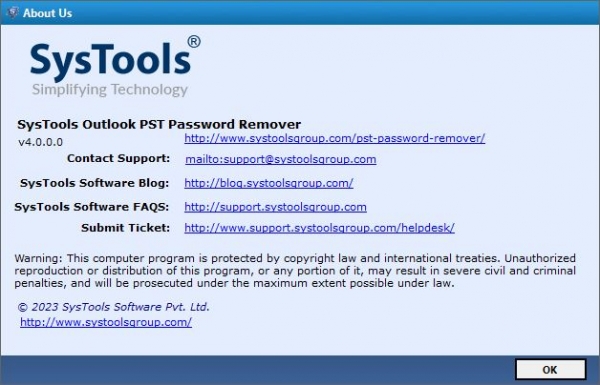 SysTools PST Password Remover破解补丁 v4.0 绿色版 附激活教程