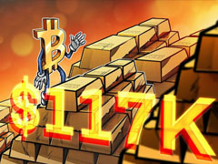 喜報(bào)：比特幣（BTC）重現(xiàn)與黃金的相關(guān)性 價(jià)格逼近11.7萬美元