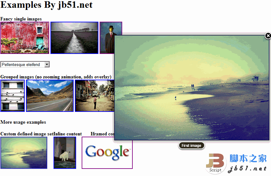 jQuery 浮动层带阴影的图片展示效果