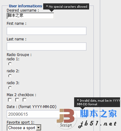 jQuery form Validator Engine 表單項(xiàng)目判斷插件