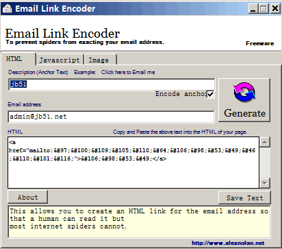 EMailCoder 邮箱地址转换软件（html,js,图片）