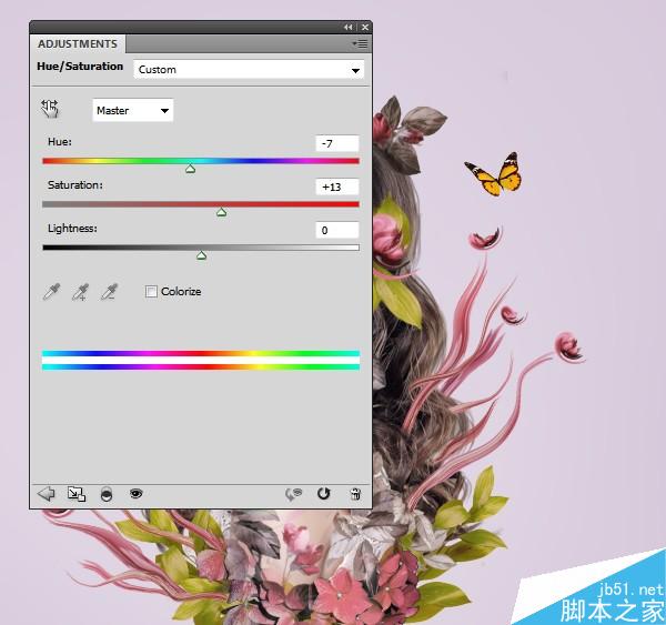PS合成樹枝和花朵包圍的女人花香肖像