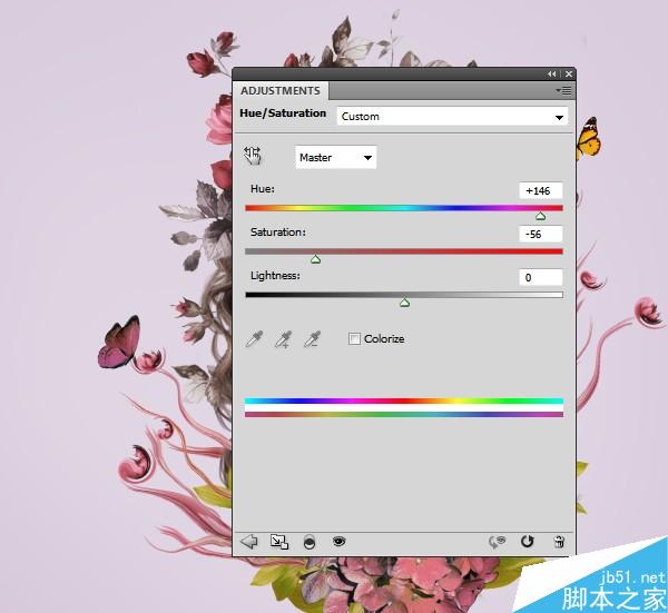 PS合成樹枝和花朵包圍的女人花香肖像