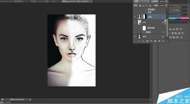 Photoshop制作人像照片超酷的半手繪素描繪畫效果
