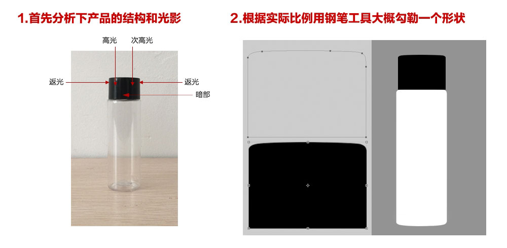 PS后期精修粉餅和透明化妝品瓶子