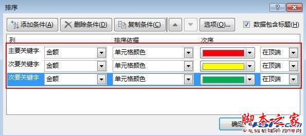 把Excel2013表格按照單元格顏色進行排序