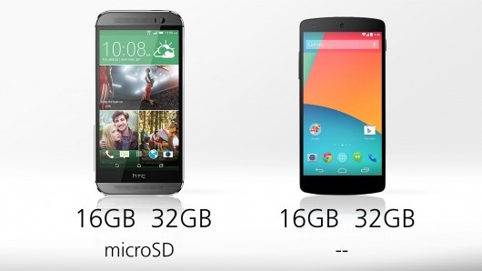 Internal storage options are the same, but the One also has a micro SD card slot