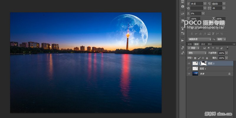 ps合成唯美月色星空效果图教程