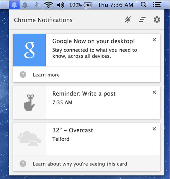 Google Now正式登Windows及Mac平臺 Google Now正式登Windows及Mac平臺