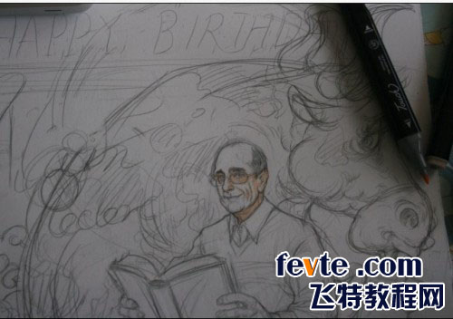 手绘插画过程  painter教程
