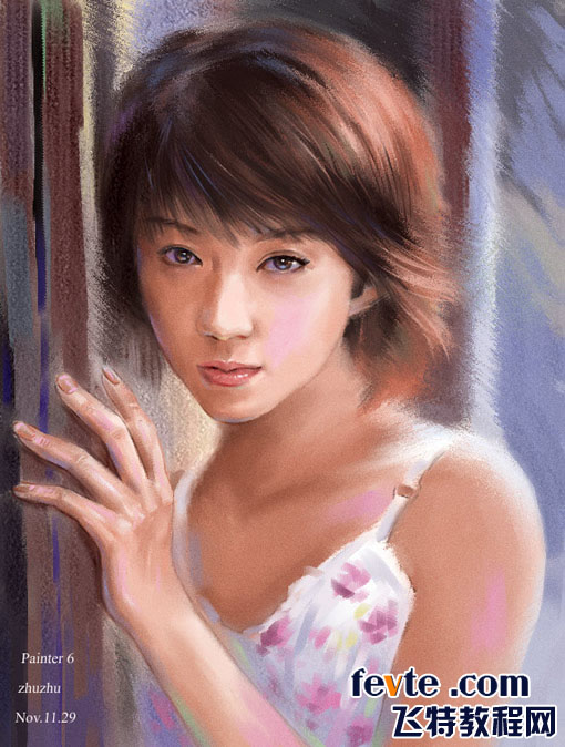 painter绘制粉彩效果女孩  painter教程