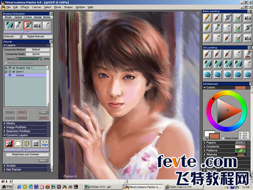 painter绘制粉彩效果女孩  painter教程