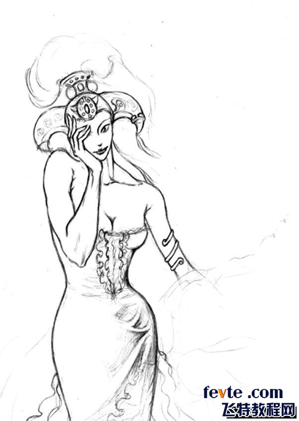 painter绘制妖艳女孩插画  painter教程