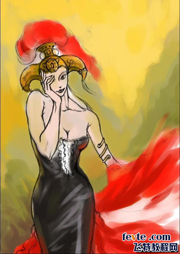 painter绘制妖艳女孩插画  painter教程