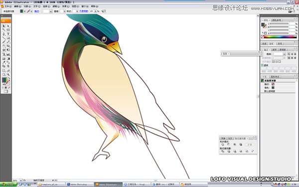 Illustrator繪制矢量風格的中國花鳥畫,破洛洛