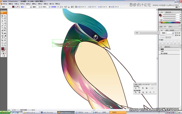Illustrator繪制矢量風格的中國花鳥畫,破洛洛