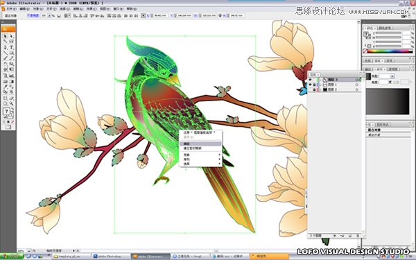 Illustrator繪制矢量風格的中國花鳥畫,破洛洛
