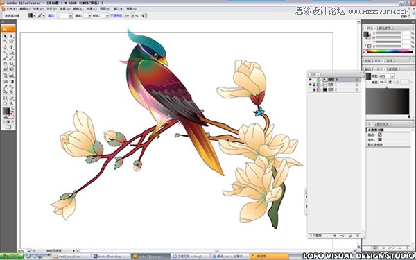 Illustrator繪制矢量風格的中國花鳥畫,破洛洛