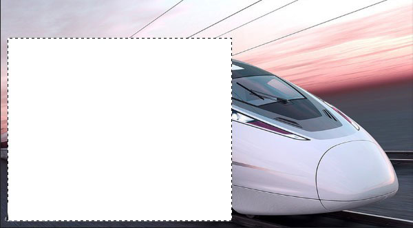 Photoshop制作動車車頭沖出相框的畫面效果