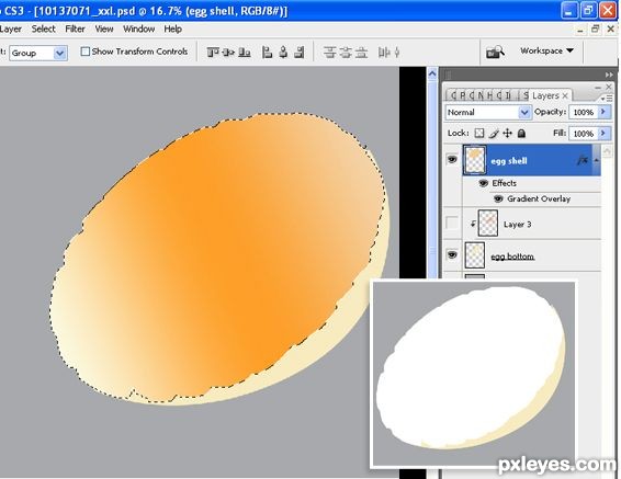 Photoshop制作一個非常逼真的破碎雞蛋效果