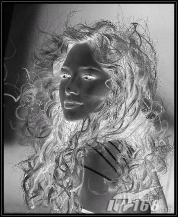 PS水彩教程:打造水彩素描的真人美女頭像圖片