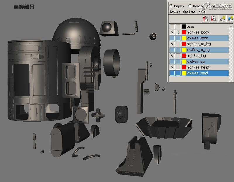 maya制作《星球大战》中的机器人r2d2 脚本之家 maya建模教程