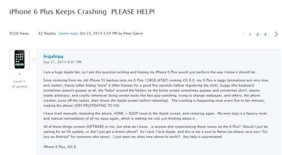 土豪版iPhone 6 Plus罷工？或因應(yīng)用裝太多