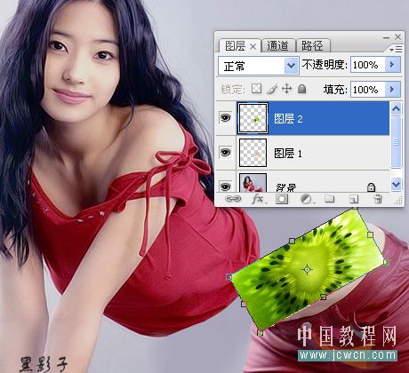 PS合成身體斷裂的水果女生照片特效教程