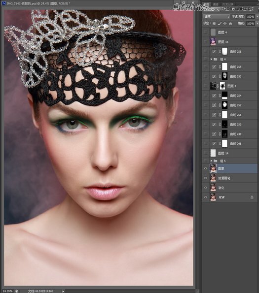 Photoshop詳細(xì)解析人像照片后期商業(yè)時(shí)尚彩妝的精修過程