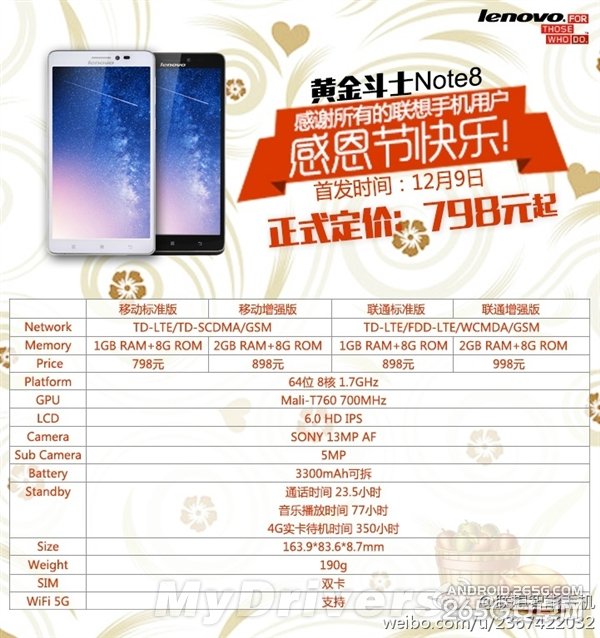 798元！聯(lián)想發(fā)布64位八核雙4G機(jī)