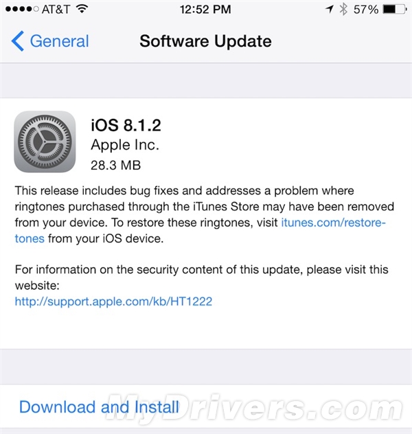 iOS 8.1.2突然發(fā)布：拯救失落的鈴聲